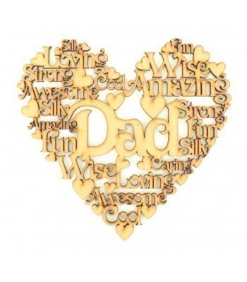 Laser Cut Personalised Male Family Name Word Collage Box Frame Heart